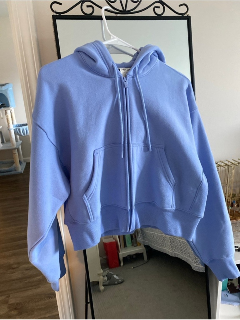 Aritzia Boyfriend Sweatfleece Zip Up Hoodie in Dayflower Blue